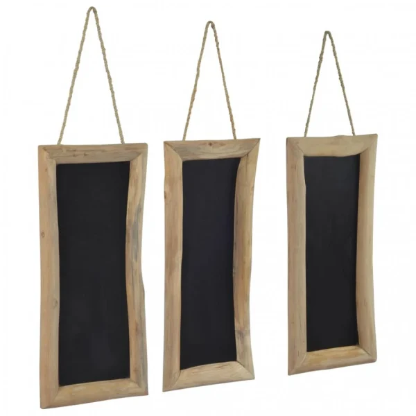 en promotion VidaXL Tableau Noir 3 Pcs 30×70 Cm Bois De Teck Solide 3